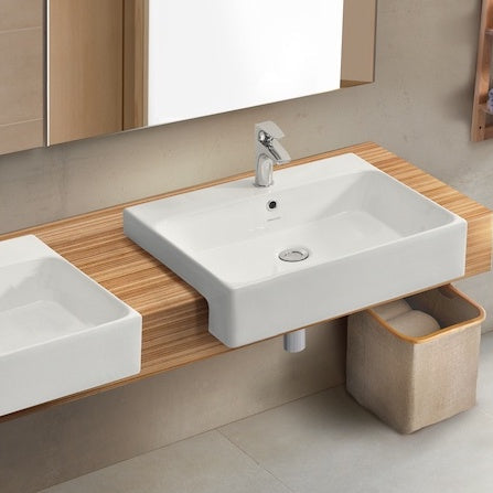 SANITARIO Quality Semi-Recessed Ceramic Basin Counter Top Toilet Basin Bathroom Sink Vanity Sink Bowl 480 X 370 X 160MM