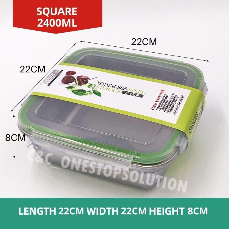 C&C Air Tight Stainless Steel Rectangle Lunch Box Food Containers With Snapping Seal Leak-proof Lids Thermal Insulated