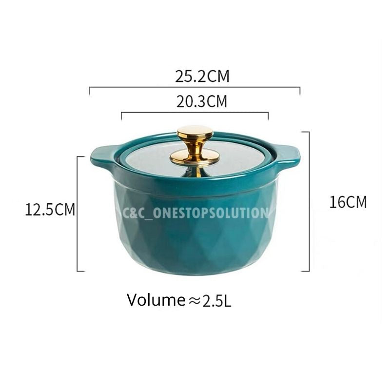 C&C Nordic Casserole Pot Clay Pot Ceramic Pot Ceramic Cookware Pixie Cooking Stew Pot Soup Pot Stockpot Periuk Tanah
