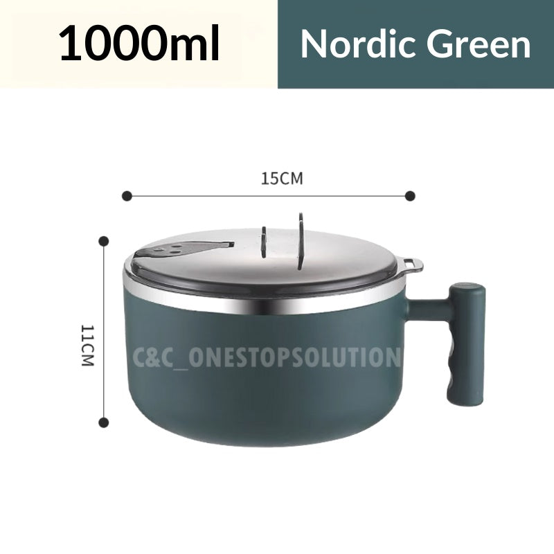 C&C 1000ml Tupperware Instant Noodle Bowl with Lid And Handle Lunch Box Soup Rice Bowl Phone Holder Office Student