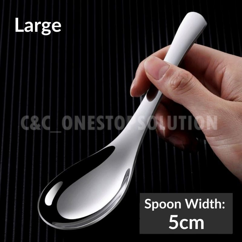 C&C SUS 304 Stainless Steel Spoon Thicken Dinner Spoon Table Spoon Dessert Spoon Tableware Cutlery Sudu Tebal Sudu Sup