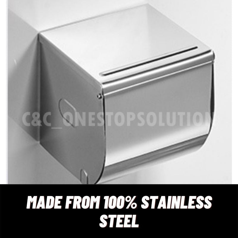 C&C Stainless Steel Wall-Mounted Bathroom Toilet Paper Holder with Fixing Screws Pemegang Kertas Tandas