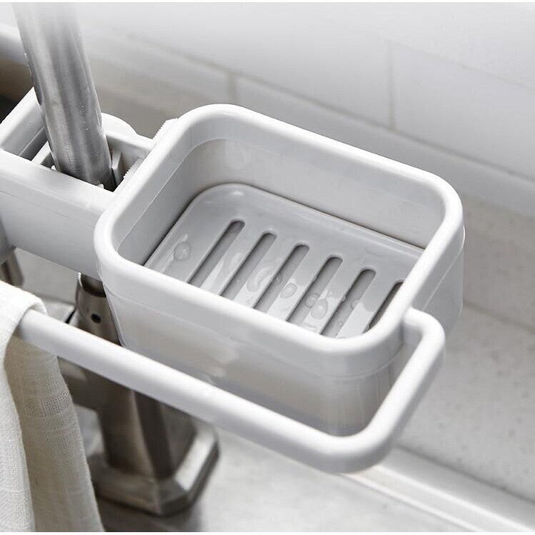 Faucet Double Soap Sponge Holder Storage Rack Organizer Kitchen Sink Drain Rack Holder