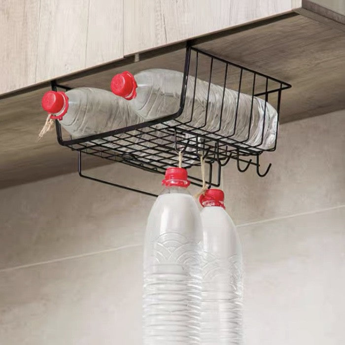 Kitchen bedroom wall hanging bedside cabinet hanging basket clothes rack under cabinet storage rack