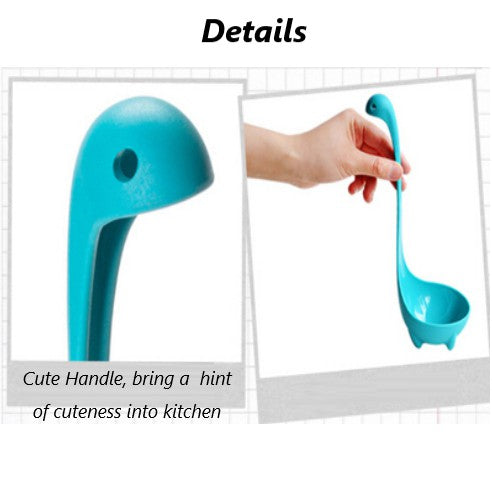 Creative Dinosaur Long Handle Stand-up Soup Spoon Toughened Nylon Lake Monster Modeling Ladle Food safe