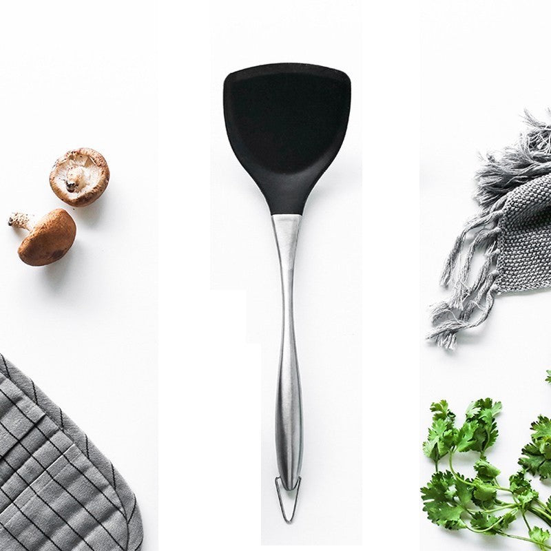 Stainless Steel Silicone Shovel Spatula Heat-resistant Spoon Non-stick Cooking Shovel
