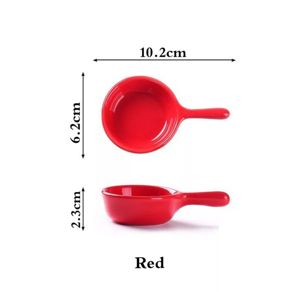 Gloss Finish Ceramic Sauce Plate Mini Dipping Pan Design With Handle Bowl Sauce Seasoning Kitchen Plate