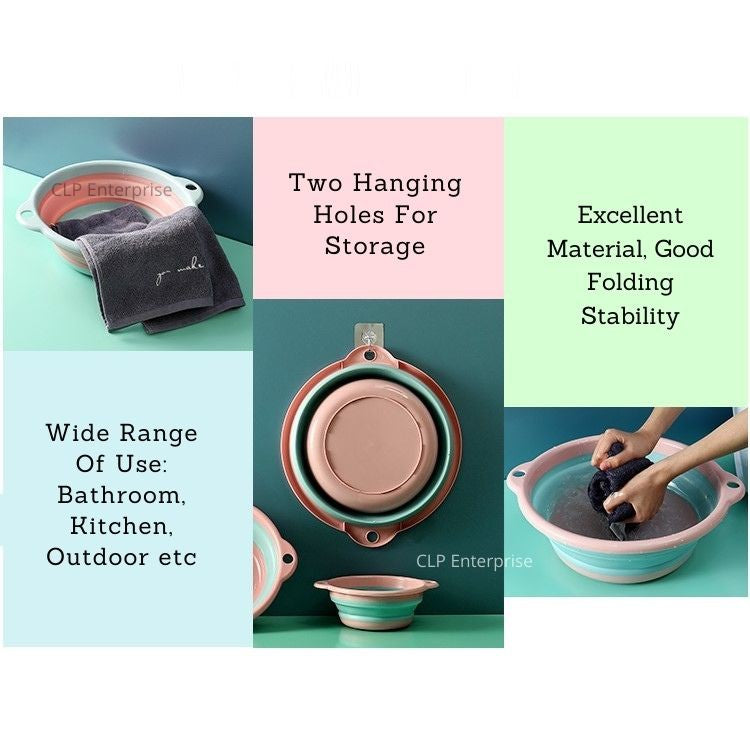 TRAVEL Multipurpose Foldable wash basin Portable Household Large Collapsible Travel Face Washing Bucket Dish Tub