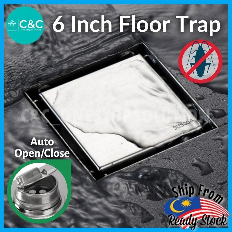 FULL SUS304 Floor Trap Floor Grating Anti Cockroach Smart Floor Trap Tile Insert Floor Drain Floor Anti Insect 150mm