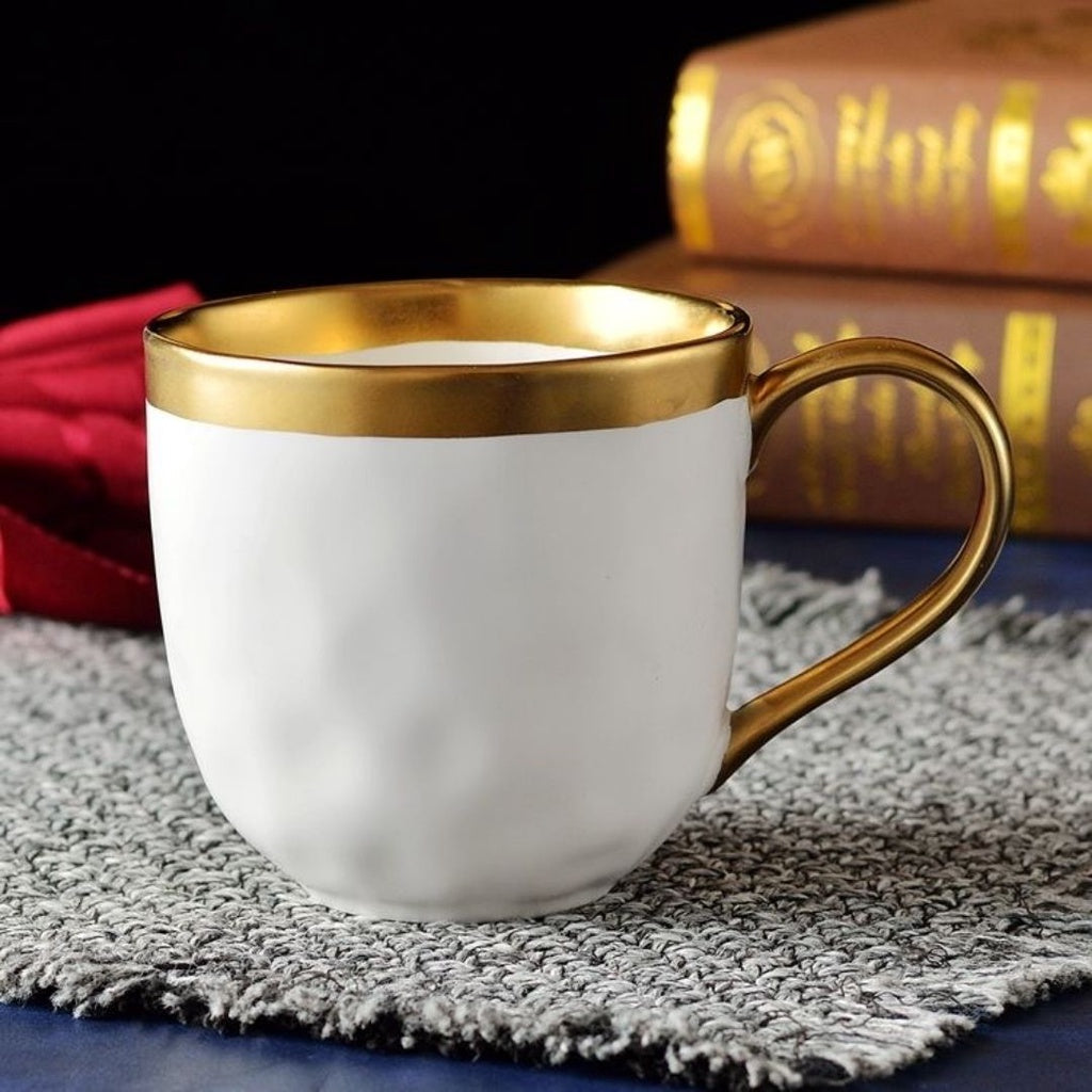 C&C Vintage Ceramic Cup Ceramic Coffee Mug Tea Cup Spoon Creative Household Tableware Gold-Rimmed