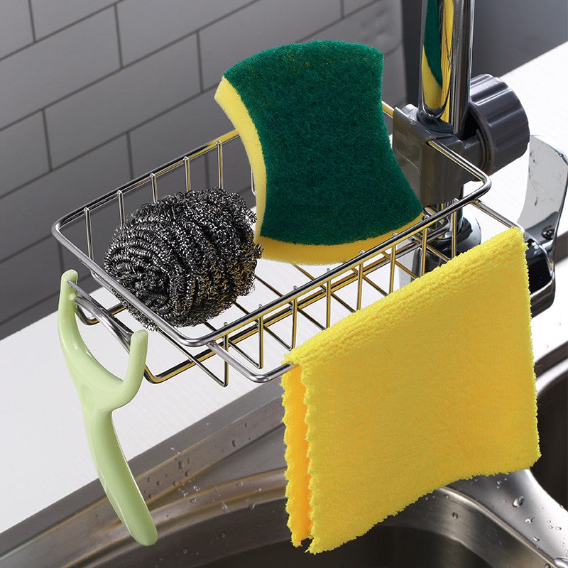 C&C Kitchen Sink Storage Shelves with hanger Racks Stainless Steel Faucet Rack Sponge Organizer