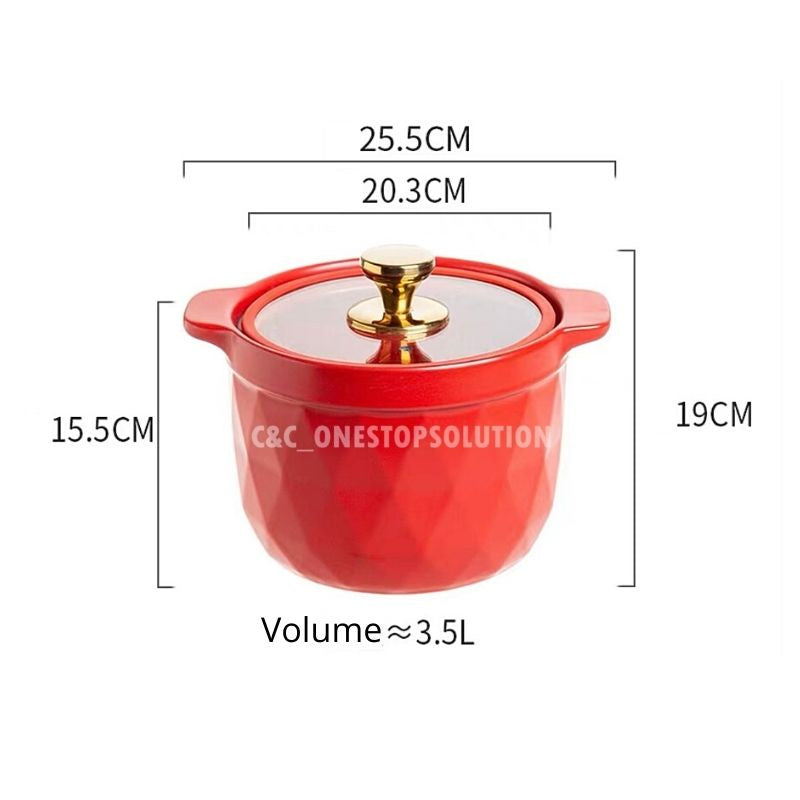 C&C Nordic Casserole Pot Clay Pot Ceramic Pot Ceramic Cookware Pixie Cooking Stew Pot Soup Pot Stockpot Periuk Tanah