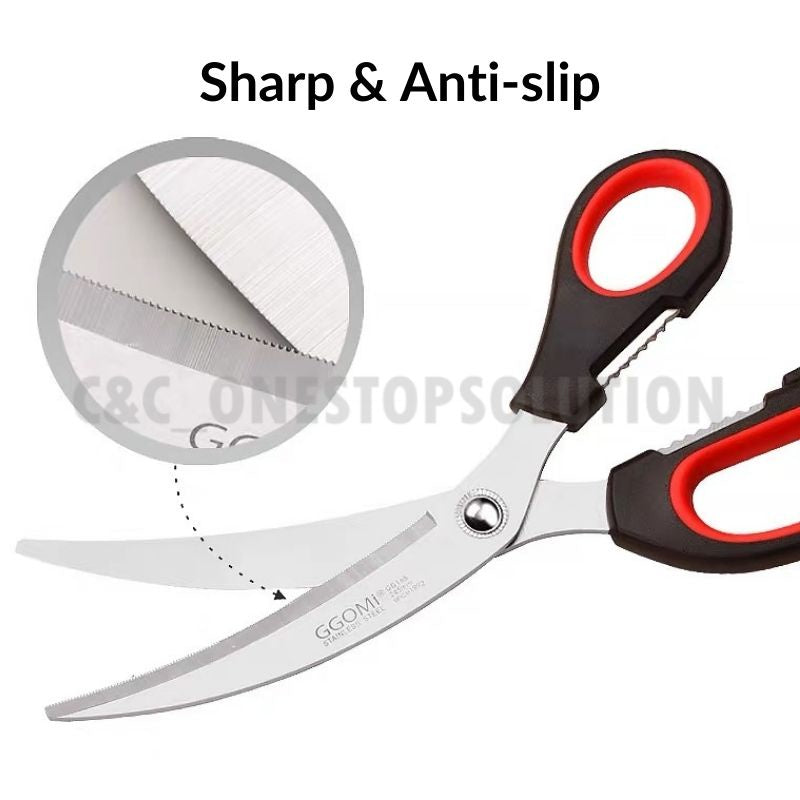 C&C BBQ Scissors Curve Shears Kitchen Scissors Multifunction Heavy Duty Scissors Gunting Dapur