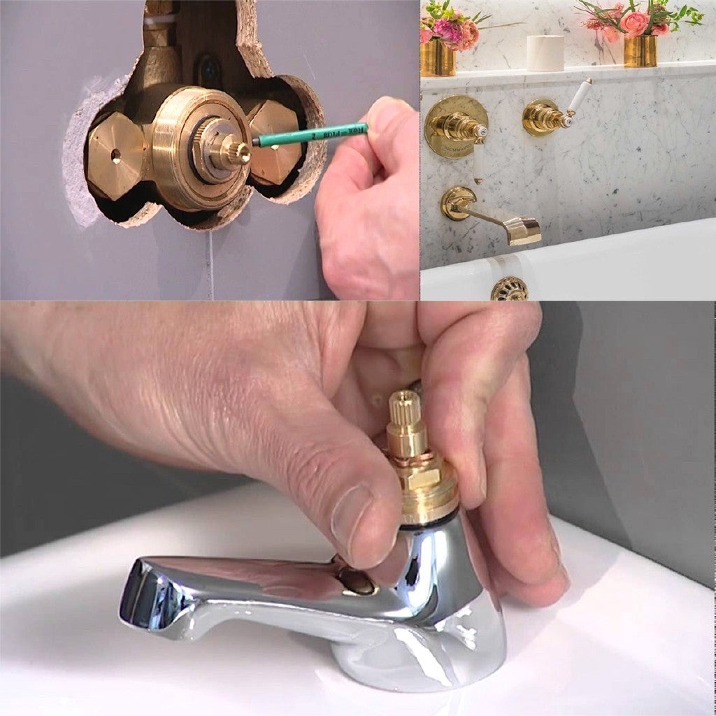 1/2 Inches Brass Valve Shower Flow On/Off Ceramic Cartridge For Triton Shower Compatible W/ Threaded Collar A04