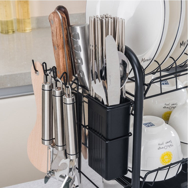 C&C Dish Rack Kitchen rack 3 Layer Steel Dish Rack With Knife & Cutting Board Compartments Rak Pinggan 3 Tier Counter To