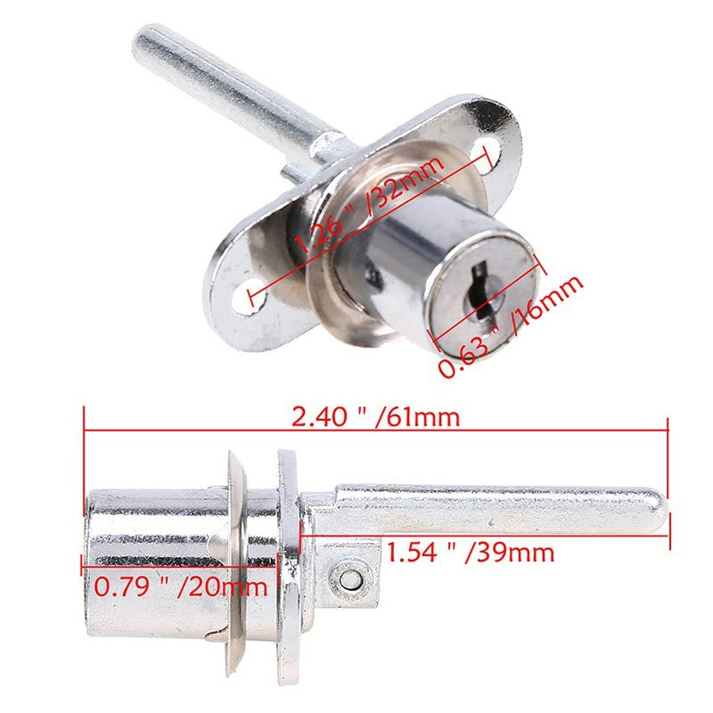 AZUM 1PC 16mm Zinc Alloy Cam Lock Door Cabinet Cupboard Pedestal Locker + 2 Keys