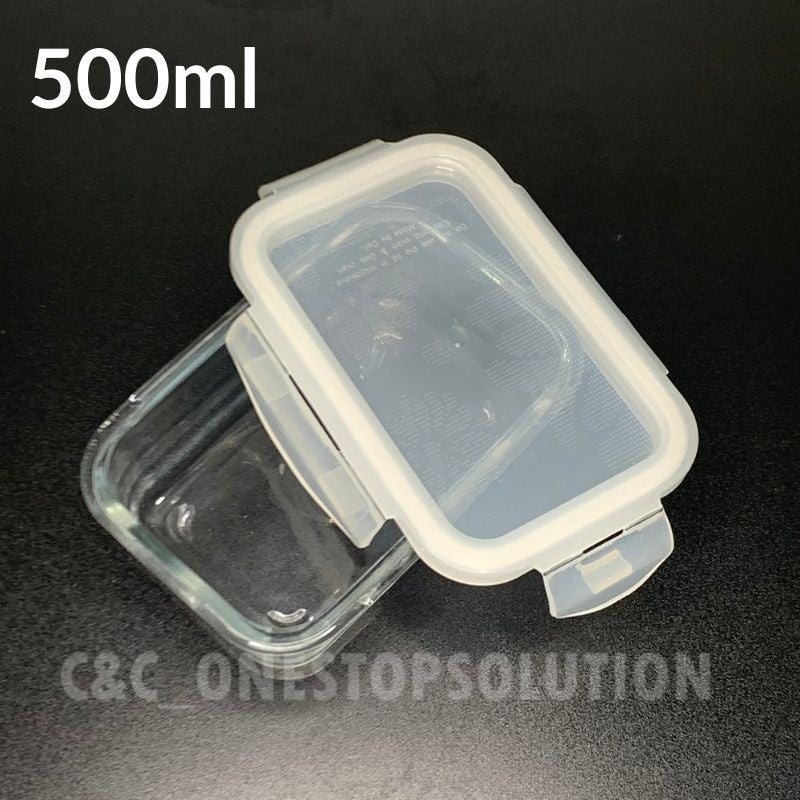 Air-Tight Rectangular Tupperware Microwave Heat Resistant Borosilicate Glass Container Food Storage Lunch Box Glasslock