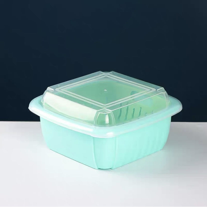 Drainage Storage Box Kitchen Refrigerator Household Storage Box Multifunctional Double-layer Drain Fresh-Keeping Box