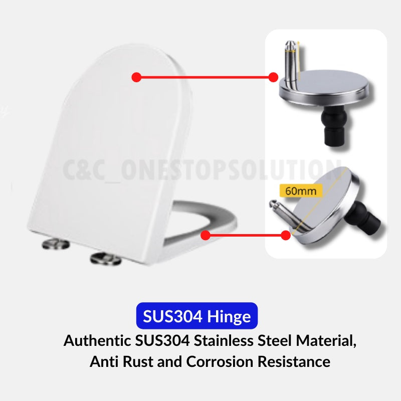 C&C Heavy Duty U Shape Toilet Seat Cover With Soft Close Adjustable Hinge Penutup Mangkuk Duduk Tandas Johnson Sorento