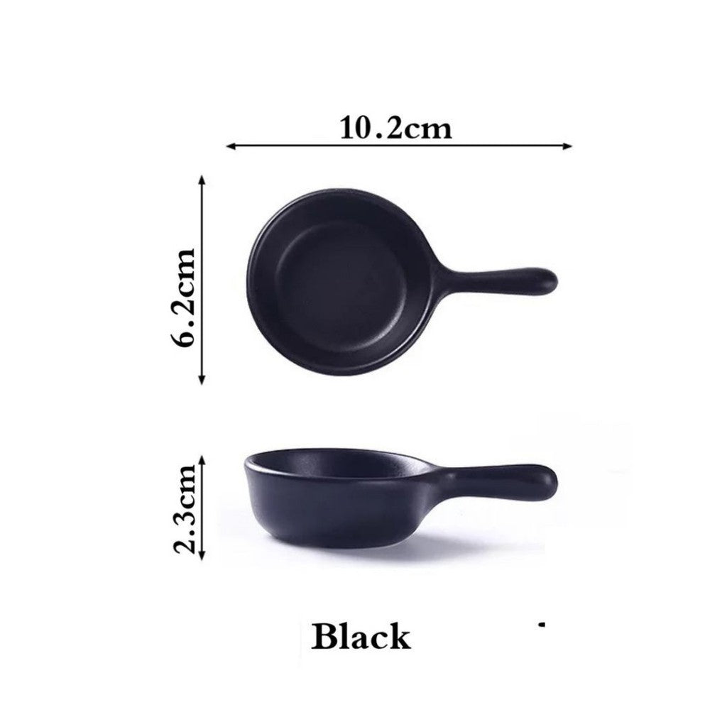 Gloss Finish Ceramic Sauce Plate Mini Dipping Pan Design With Handle Bowl Sauce Seasoning Kitchen Plate