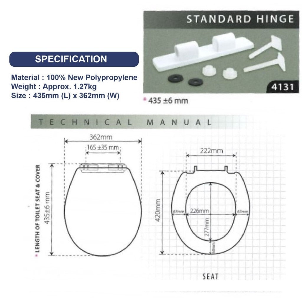 C&C Heavy Duty Soft Closing Long Flap Toilet Seat Cover With Slow Close Elongated Penutup Mangkuk Tandas Duduk