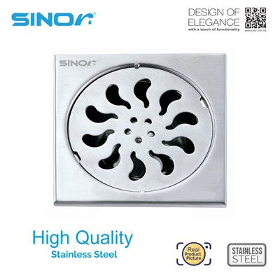 Stainless Steel Floor Grating Anti-Rust Anti-Smell Anti-Cockroach 6X6 INCHES Parutan Lantai Silver Polish finis