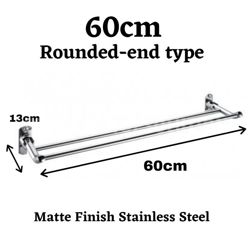 C&C SANITARIO 60/80 CM Stainless Steel Wall Mounted Foldable Double Towel Bar With Fixing Screws Penyangkut Tuala