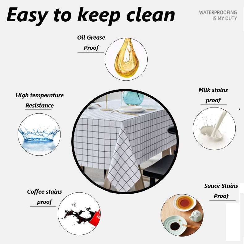C&C PVC Table Cloth Dustproof Alas Meja Waterproof Rectangle Table Cover Desk Cloth Plaid tablecloth oilproof 137x180