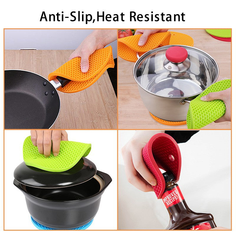 LARGE Silicone Heat Resistant Mat Trivet Pad Multipurpose Non-Slip Hot Pads for Kitchen Potholders Honeycomb