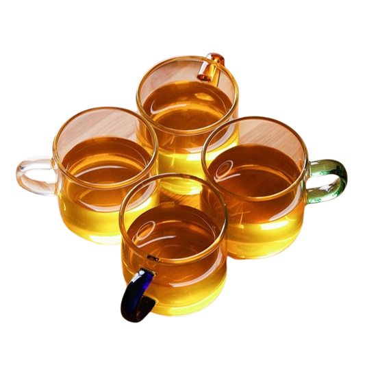 4Pcs Borosilicate Glass Tea Cups With Handle Gift Set Clear Glass Mug Coffee Cup Tea Milk Drinkware Cawan Teh