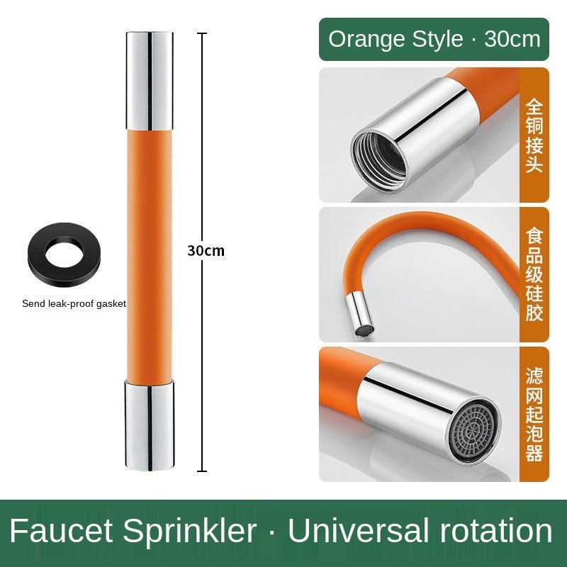 C&C 30cm Silicone Stainless Steel Faucet Extension Extender  water pipe extender Universal rotation soft water