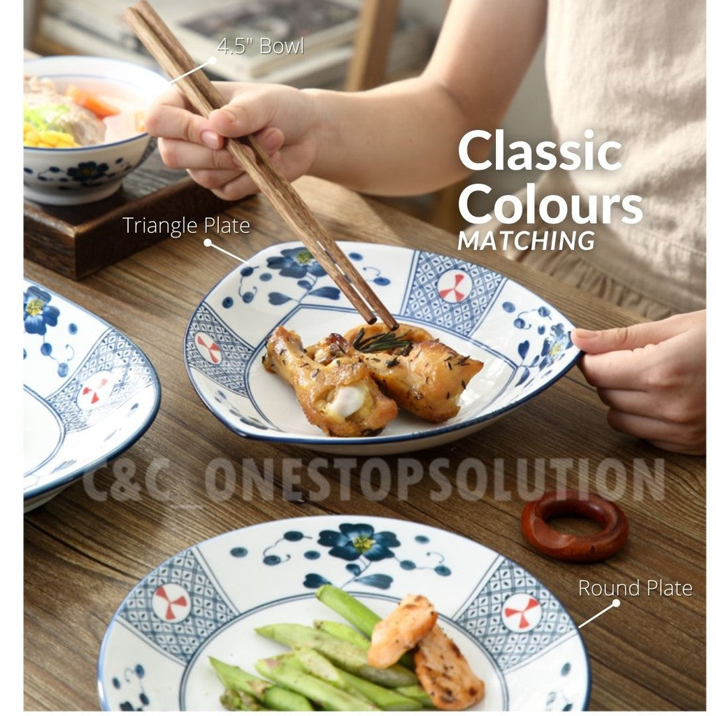 Japanese-Style Porcelain Tableware Ceramic Food Snacks Flat Plate Soup Bowl Square Round Oval Triangle 027