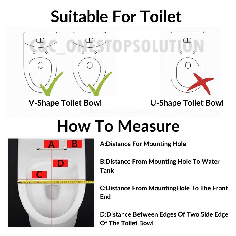 C&C V Shape Toilet Seat Cover Soft Close Adjustable Hinge Penutup Mangkuk Duduk Tandas Johnson