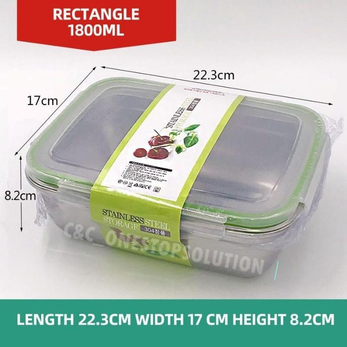C&C Air Tight Stainless Steel Rectangle Lunch Box Food Containers With Snapping Seal Leak-proof Lids Thermal Insulated