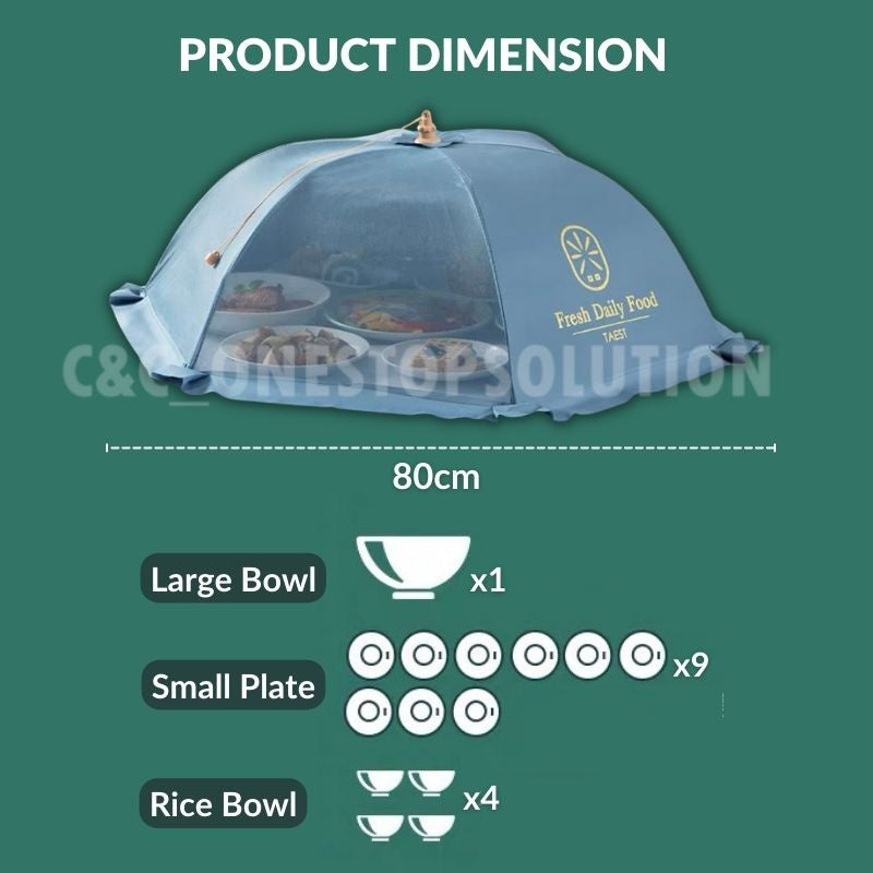 C&C Premium Food Cover Umbrella Design Mesh Tudung Saji Moden Table Dishes Cover