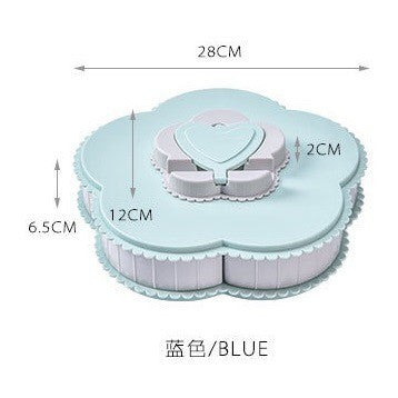 Flower Petal-Shape Candy Storage Box Rotary Partition Food Organizer Case Snack Nut Fruit Melon Storage