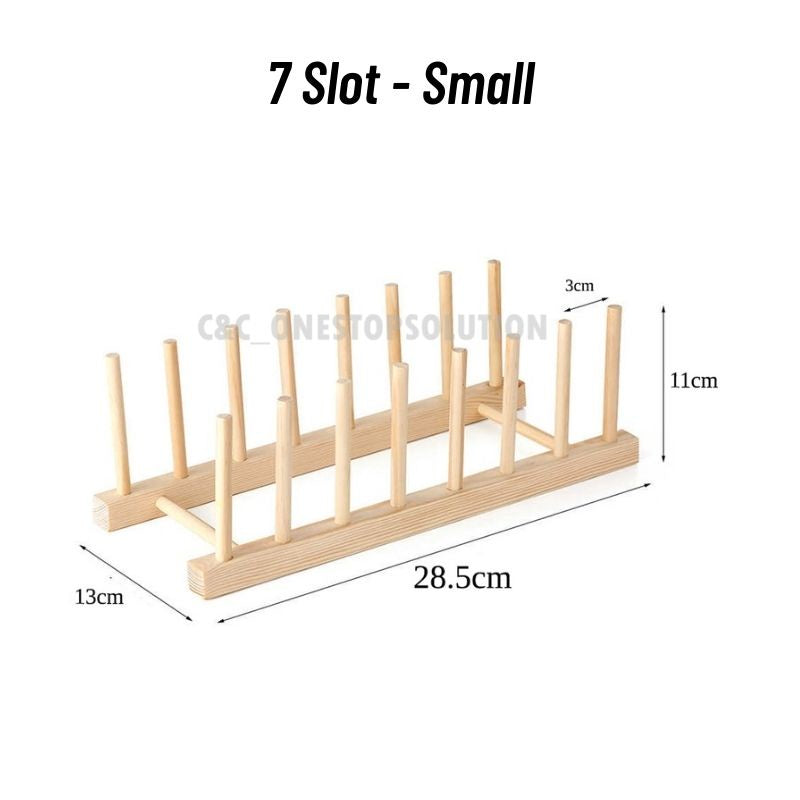 C&C Bamboo Plate Holder Bamboo Wood Dish Drainer Rack Cupboard Plate Organizer Holder Rak Pinggan Rak Pinggan Kayu