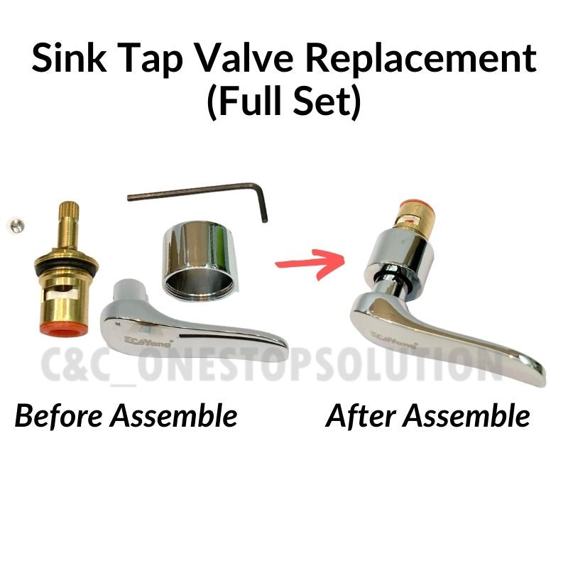 Brass Sink Tap Valve Replacement With Stainless Steel Lever Handle Set Brass Cartridge Valve Water Tap Kitchen Faucet