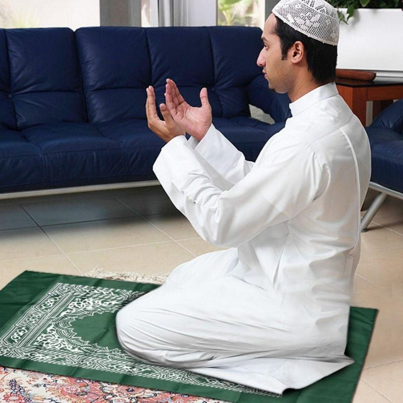 Sejadah + Kompas Kiblat - Solat Doa Sembahyang Muslim Ramadan Travel Carpet Compass Pocket Size Sejadah + Sarung