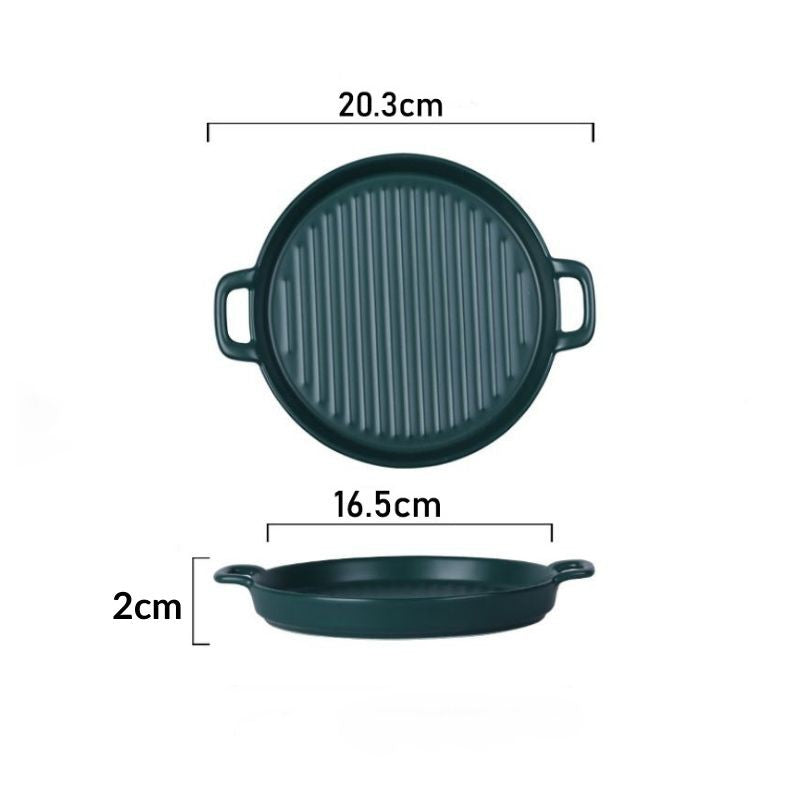 Nordic Style Ceramic Baking Plate Creative Dish Home Hotel Restaurant Ceramic Two Ear Pizza Plates Fruit Macaron