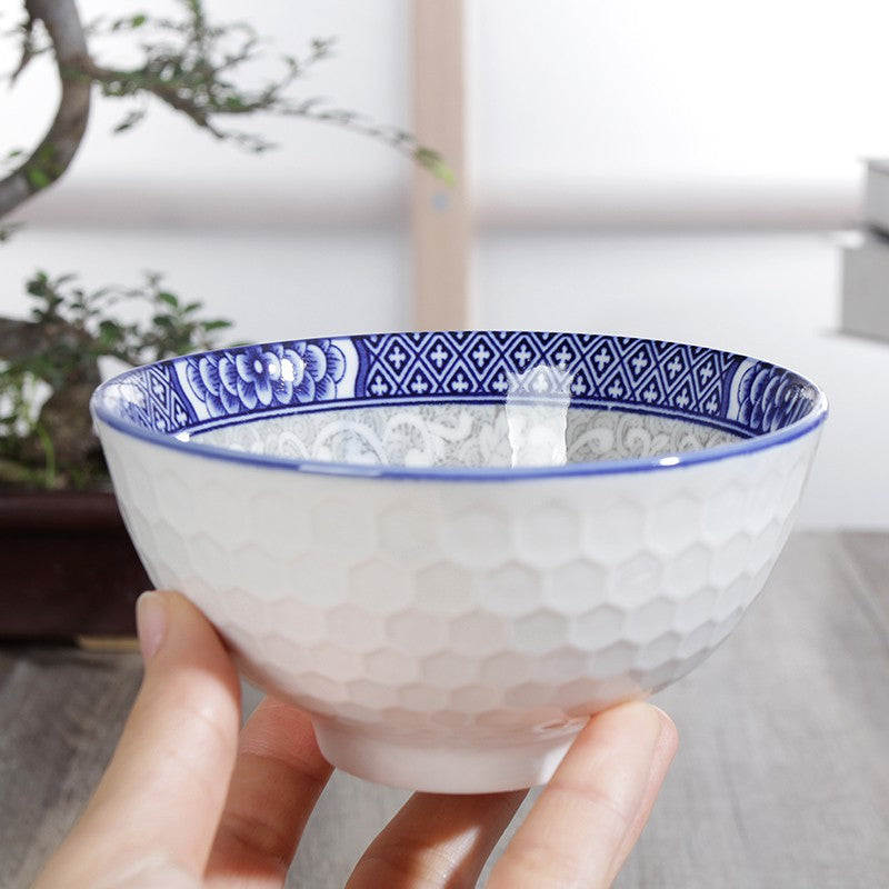 Japanese-Style Blue and White Porcelain Bowl Ceramic Eating Bowl Soup Bowl Household Underglaze Color Seasoning Dish