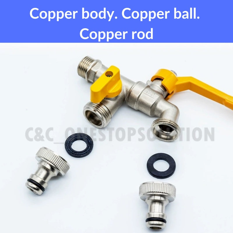 C&C TWINS Two Way Garden Faucet Tap Ball Tap Union Bib Tap  Keran Keran Taman Dua Hala TWINS