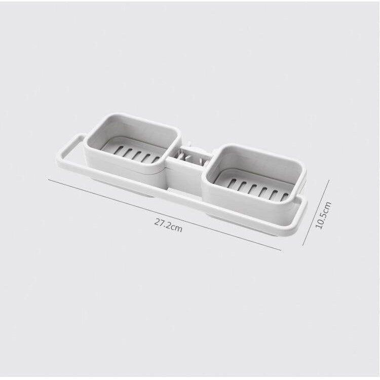 Faucet Double Soap Sponge Holder Storage Rack Organizer Kitchen Sink Drain Rack Holder