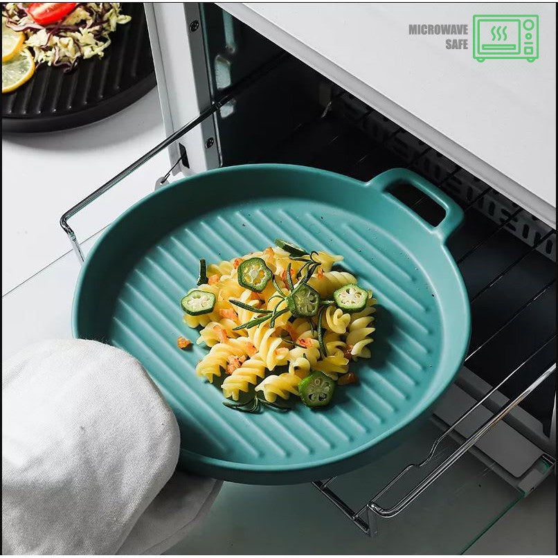 Nordic Style Ceramic Baking Plate Creative Dish Home Hotel Restaurant Ceramic Two Ear Pizza Plates Fruit Macaron