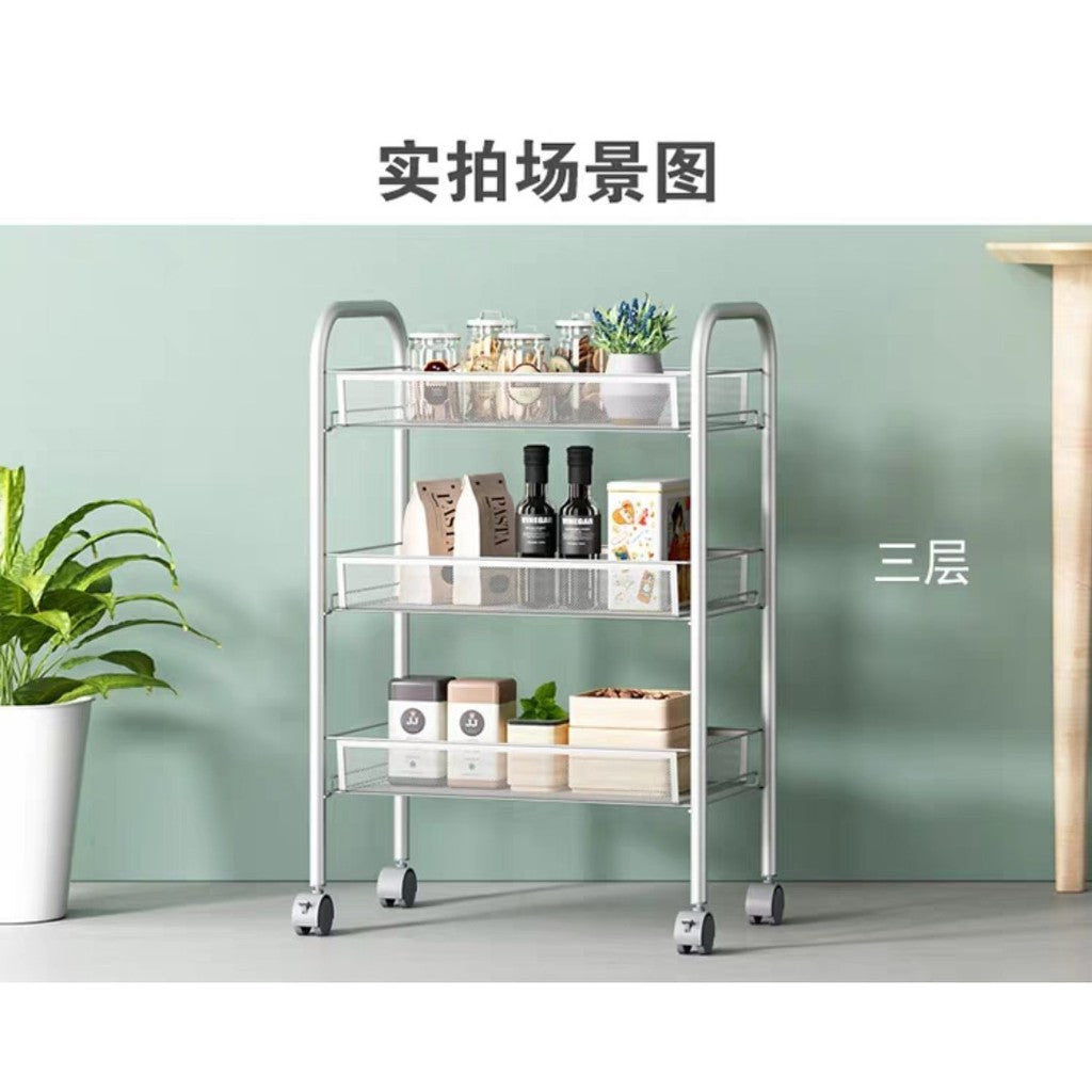 MULTIPURPOSE TROLLEY RACK 3 TIER WITH WHEEL BLACK OR WHITE