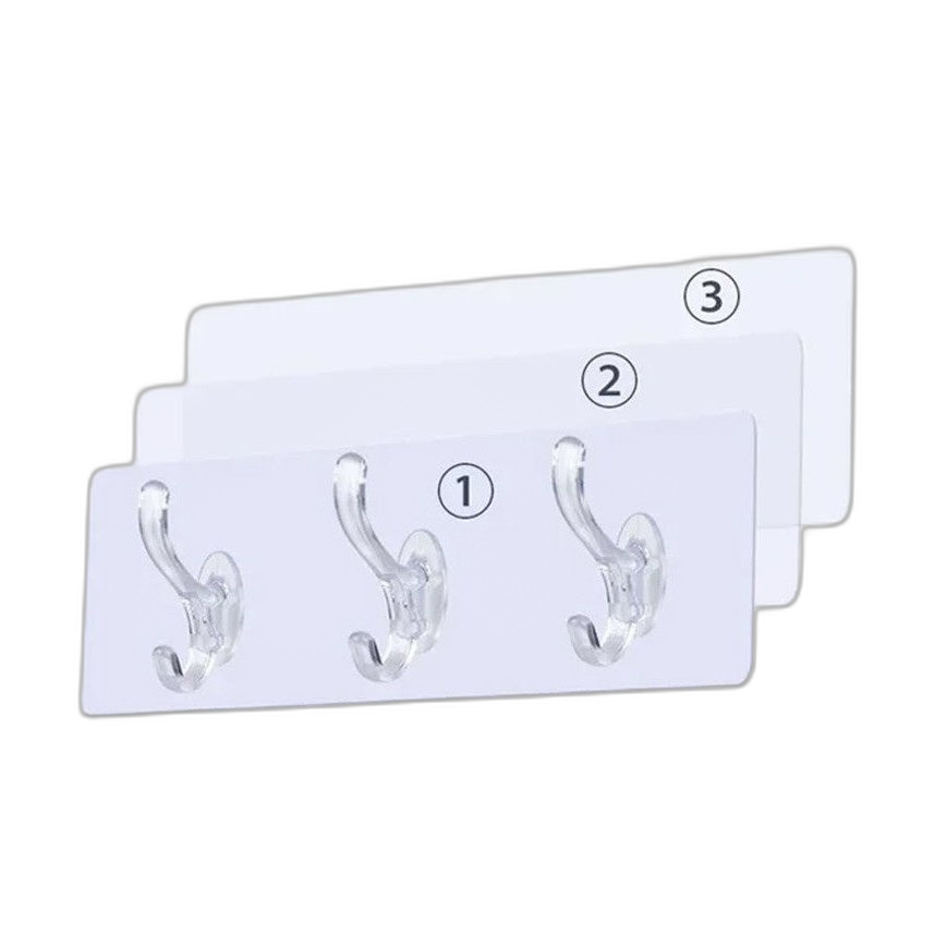 6 In 1 Strong Seamless Hooks Kitchen Storage TOOLS Bathroom Waterproof Transparent Wall Hook Crystal Connected Hooks