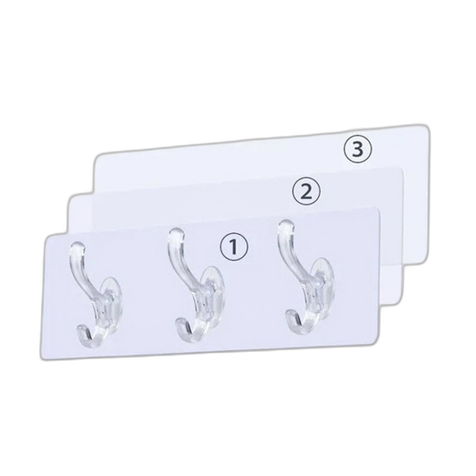 6 In 1 Strong Seamless Hooks Kitchen Storage TOOLS Bathroom Waterproof Transparent Wall Hook Crystal Connected Hooks