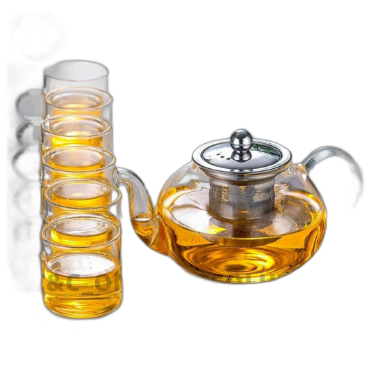 600ml Heat Resistant Glass Teapot Stainless Steel Infuser & Lid Borosilicate Glass Tea Kettle Direct Heat Stovetop Safe