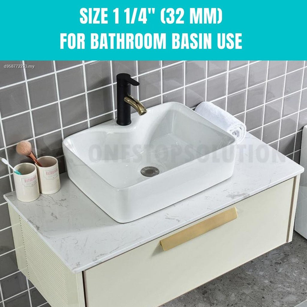 BRANDED Stainless Steel Basin Waste Plug and Chain Set 1 1/4 inches 32MM / 1 1/2 inches 38MM
