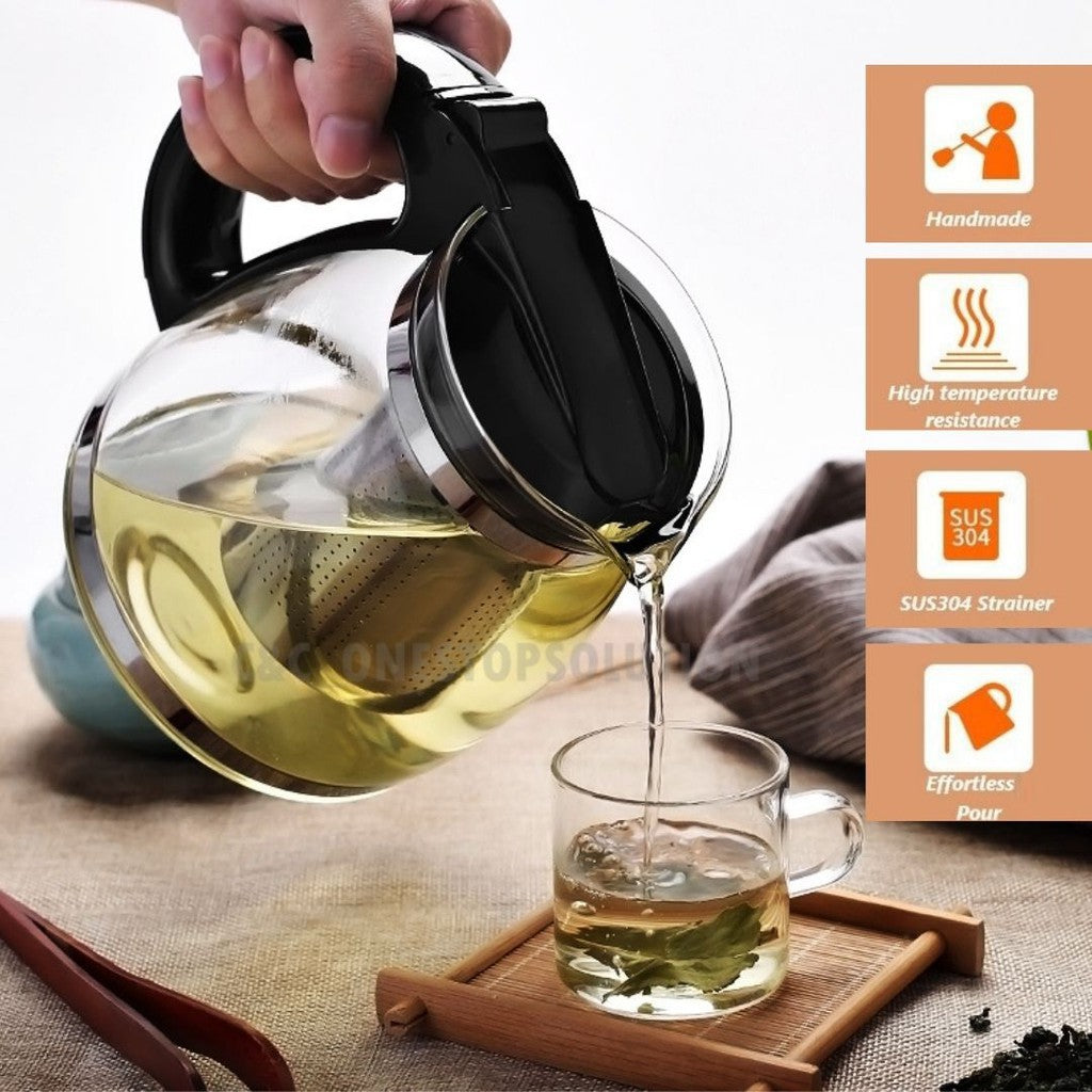 1800ml Glass Water Jug Pitcher With Lid Serving Jar Drinking Jar Fruit Juice Ice Tea Cold Water Beverages Jug Syrup Jar